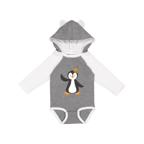 Inktastic Cute Penguin, Penguin With Party Hat Boys or Girls Long Sleeve Baby Bodysuit
