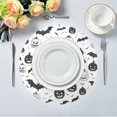 thumbnail image 2 of Round Plate Mat 15.4x15.4 Inchesx1 Placemat Table Mat Kitchen Mat Coffee Mat Fabric Thick, Strong Wear-Resistant, Heat Resistance Black Halloween Elements, 2 of 7