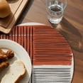 thumbnail image 3 of Brown Striped Round 13 Inch Placemats Set of 8, Farmhouse Stripes Modern Abstract Art HeatResistant Non Slip Place Mats for Dining Table, Wipeable Braided Kitchen Table Mats for Housewarming, 3 of 9