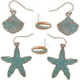 thumbnail image 5 of OATIPHO 3Pairs Ocean Themed Earrings Metal Sea Star and Shell Chic Ear Jewelry, 5 of 8