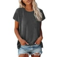 thumbnail image 1 of WEIYLL T-Shirts pour Femmes Manches Courtes Été Col Rond Couleur Unie Coupe Ample Gy2 Tailles P, 1 of 6