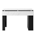 thumbnail image 4 of U_Style-CA Modern Counter Height Table with Foldable Top, Marble-Pattern Surface, 2-Door Storage Cabinet, Adjustable Shelf, Side Hooks & Aluminum Handles, for Dining Room (Chairs Not Included), 4 of 5