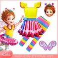 thumbnail image 2 of Disfraz De Fancy Nancy Para Niños Niña Vestido De Manga Corta Con Pantalones Máscara Navidad Halloween Cosplay Conjunto Completo Regalo De Cumpleaños Ropa De Fiesta, 2 of 4