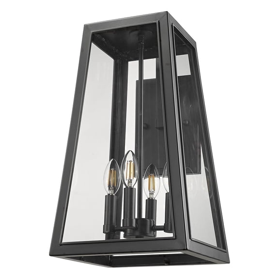 Vivio Lighting Herbert Contemporary Dimmable 4-Light Matte Black Outdoor Corded Electric Wall Sconces Clear Glass