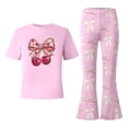 thumbnail image 6 of LRen Toddler Girl Summer Outfits Sets Graphic Print Short Sleeve Tops and Flare Pants Set Round Neck Loose Holiday T Shirt Short Pants 2 Piece Suit Preppy Clothes, 6 of 6