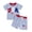Outfits002_Blue, variant on 2Pcs Baby Toddler Boy 4th of July Clothes 6 12 18 24 Months 2T 3T Lettered Flag Embroidery Striped Short Sleeves T-Shirt Elastic Shorts Outfits Set
