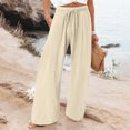 thumbnail image 4 of Wide Leg Pants for Women 2025 Lightweight Elastic Waist Drawstring Loose Fit Casual Pants with Pockets Trousers, 4 of 6