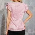 thumbnail image 4 of Womens Shirt Solid Ruffle Plume Sleeve Sparkling Embellishments Womens Athletic Tops,Pink,L, 4 of 5