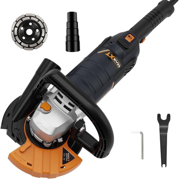 MAXXT 5" Concrete Surfacing Grinder, 1500W 14A, 7-Speed Adjustable Angle Grinder Kit with Diamond Disc & Guard, for Stone Cement Marble Granite