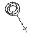 thumbnail image 1 of Collar Yumikoo, crucifijo negro de Jesús, rosario, hematita y ágata, 1 of 7