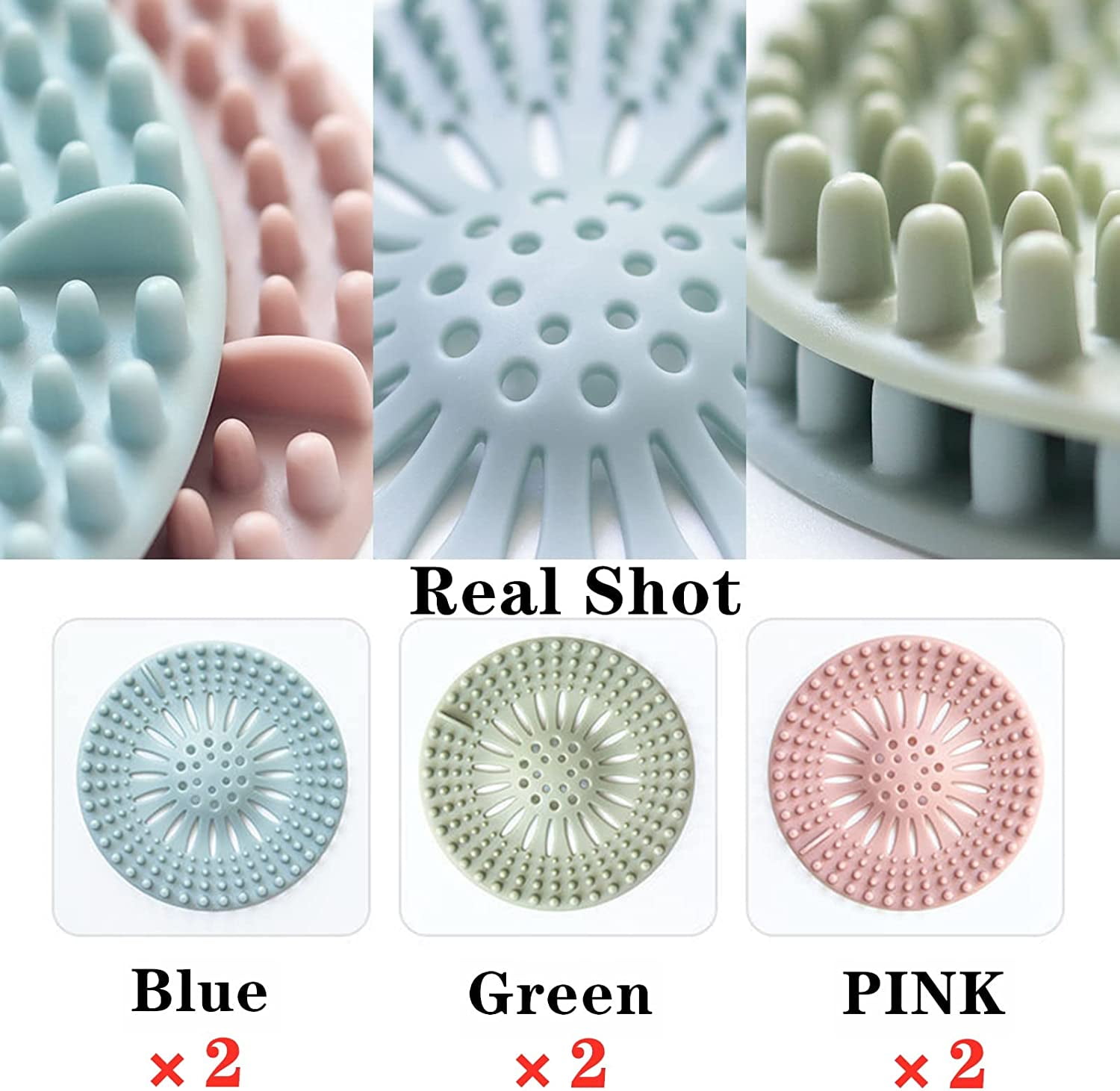 Fipoque 304 stainless steel hair catcher shower drain cover with silicone,  shower stall drain strainer, bathtub