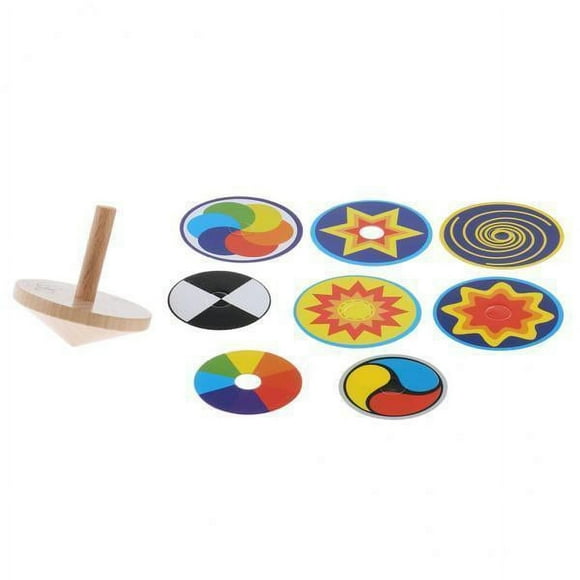 Bunblic 3x Wooden Top with 8 Classic Drawing Cards Wooden Toy Game Child 3 Years 3 Pcs