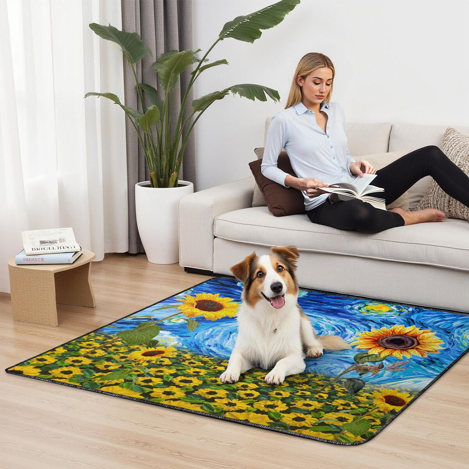 Extra Large Floral Design Washable Dog Pads 2-Count, 48x48 Inch Reusable House Training Mats, Highly Absorbent Puppy Potty Pad for Large Indoor Areas