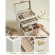 thumbnail image 4 of Caja de Joyas, Caja Joyero de 4 Niveles, para Gafas de Sol, Joyas Grandes, Tapa de Cristal, 3 Cajones, Blanco Nube y Dorado, 4 of 5