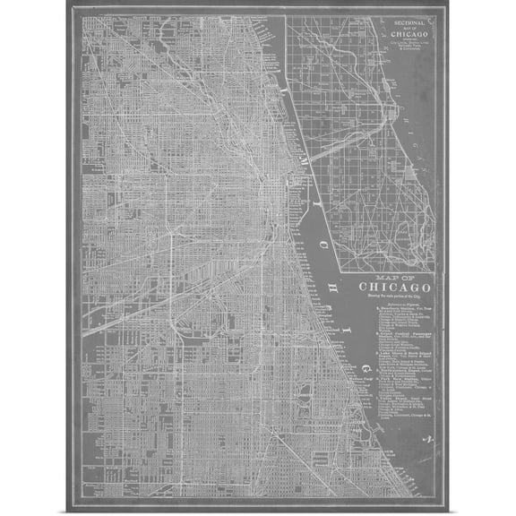 Great BIG Canvas | Rolled Vision Studio Poster Print entitled City Map of Chicago