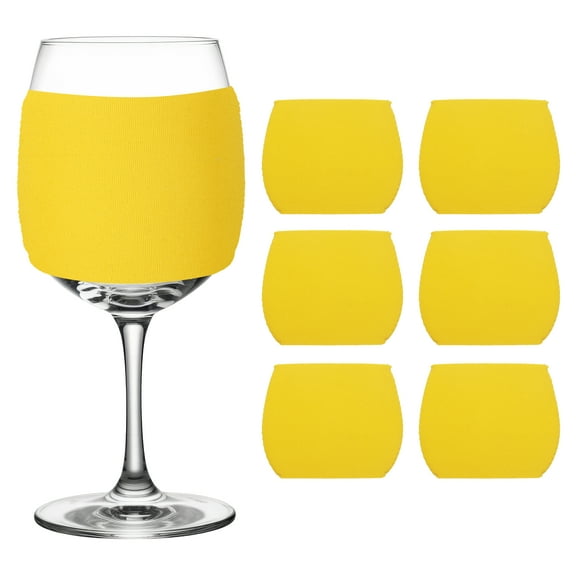 Uxcell 6 Pcs Sublimation Blank Wine Glass Sleeves, Reusable Neoprene Insulated Wine Glass Cover Protector for Cold Drinks Sublimation Ornaments Supplies, Yellow