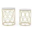 thumbnail image 4 of Pemberly Row Contemporary Metal 2-Piece Nesting Table in Gold and White, 4 of 7