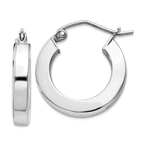 925 Sterling Silver Hollow Polished Hinged post Square Tube Hoop Earrings 19x17mm Wide 3mm Thick Hoop Earring for Women