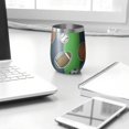thumbnail image 3 of 12oz Stemless Wine Tumblers Green Striped Sports Balls Pattern Vacuum Insulated Stainless Steel Travel Tumbler Cups Mug with Lid and Straw for Champaign,Cocktail,Beer with Cleaning Brush, 3 of 5