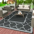 thumbnail image 1 of DEORAB Tapis d'Extérieur Réversible 9x12 Pieds, Tapis de Patio, Tapis de Sol Imperméable en Plastique, Tapis de Sol Abordable pour Patio, Camping, VR, Terrasse, Porche, Balcon, Jardin, Noir et Gris, 1 of 7