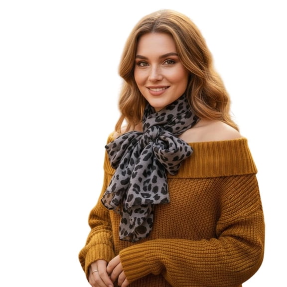 MOMOJIA Stylish Leopard Print Scarf Shawl Lightweight Polyester For Women Daily Wear