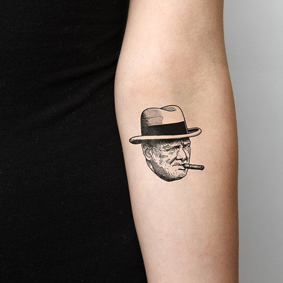 Tattoo uploaded by Chris Chow  Winston Churchill portrait with spitfire  and uk flag  Tattoodo