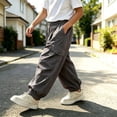 thumbnail image 6 of Falkdiz Boys Cargo Pants Outdoor Loose Pockets Wide Leg Open Bottom Pantalones Relaxed fit Trousers for Boys Stylish, Dark Gray, Size: 5-6 Years, 6 of 7