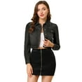 thumbnail image 1 of Chaqueta de mezclilla lavada Allegra K de algodón para mujer Negro S, 1 of 6