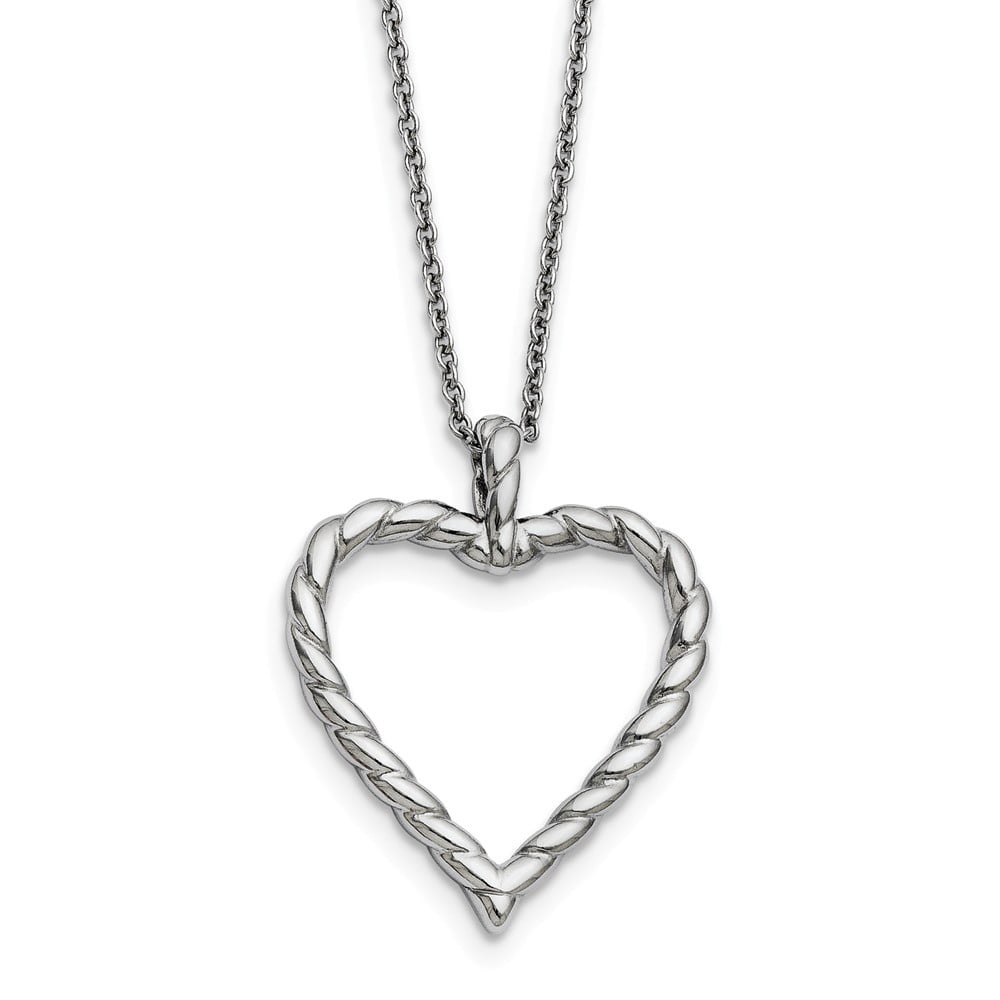 Roy Rose Jewelry Stainless Steel Double Heart Medical Pendant Necklace 18'' inches Length