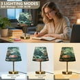 thumbnail image 3 of Modern Minimalist Cone Desk Lamp Antique Bronze Base & Linen Shade Bedside Table Lamp for Bedroom Living Room, Office, Dorm Elegant Nautical Scene Medium, 3 of 7