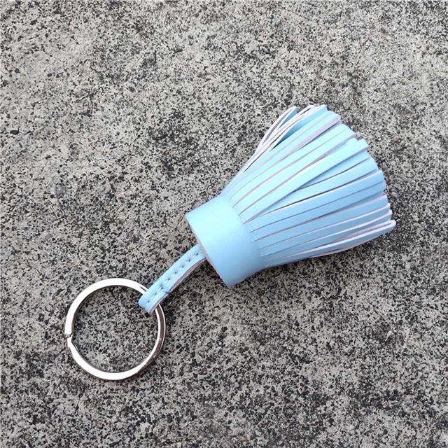 Keychain Decorative Keyring Leather Pendant Tassel Handmade Handicraft Chain Tassel Key Chain Hanging Decoration Holder Purse Wallet Light Blue