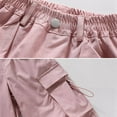thumbnail image 6 of Hotiary Girl Casual Cargo Pant Kids Solid Color Fashion Elastic High Waist Straight Leg Pants with Pockets Pink for 6-16Y, 6 of 8