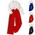 thumbnail image 4 of Gpaecead Girl's 3 Piece Outfits Long Sleeve Heart Printed Top Solid Color Pants With Belt Three-Piece Set White, 4 of 4