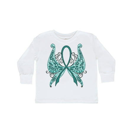 

Inktastic Ovarian Cancer Awareness with Butterfly Ribbon Words Gift Toddler Boy or Toddler Girl Long Sleeve T-Shirt