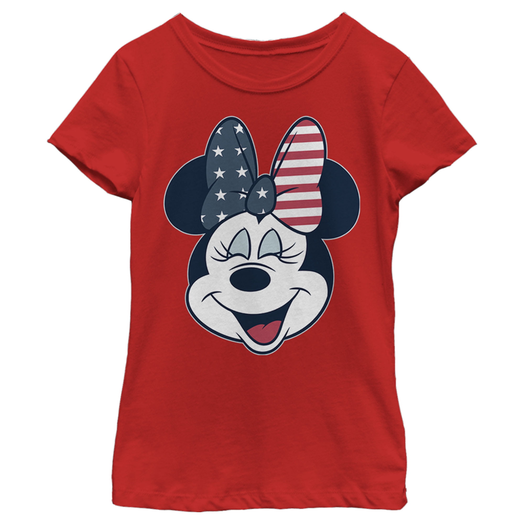 Girl s Mickey & Friends Minnie Mouse American Bow Graphic Tee Red Medium