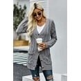 thumbnail image 4 of Women's Cable Knit Long Sleeve Sweater Button Open Front Cardigan Loose Outerwear with Pocket, 4 of 8