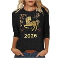 thumbnail image 3 of Jsaierl 3/4 Length Sleeve Tops for Women Summer Round Neck Shirts Dressy Print Petite Blouses Classic Dressy Tunic Top S-5XL, 3 of 6