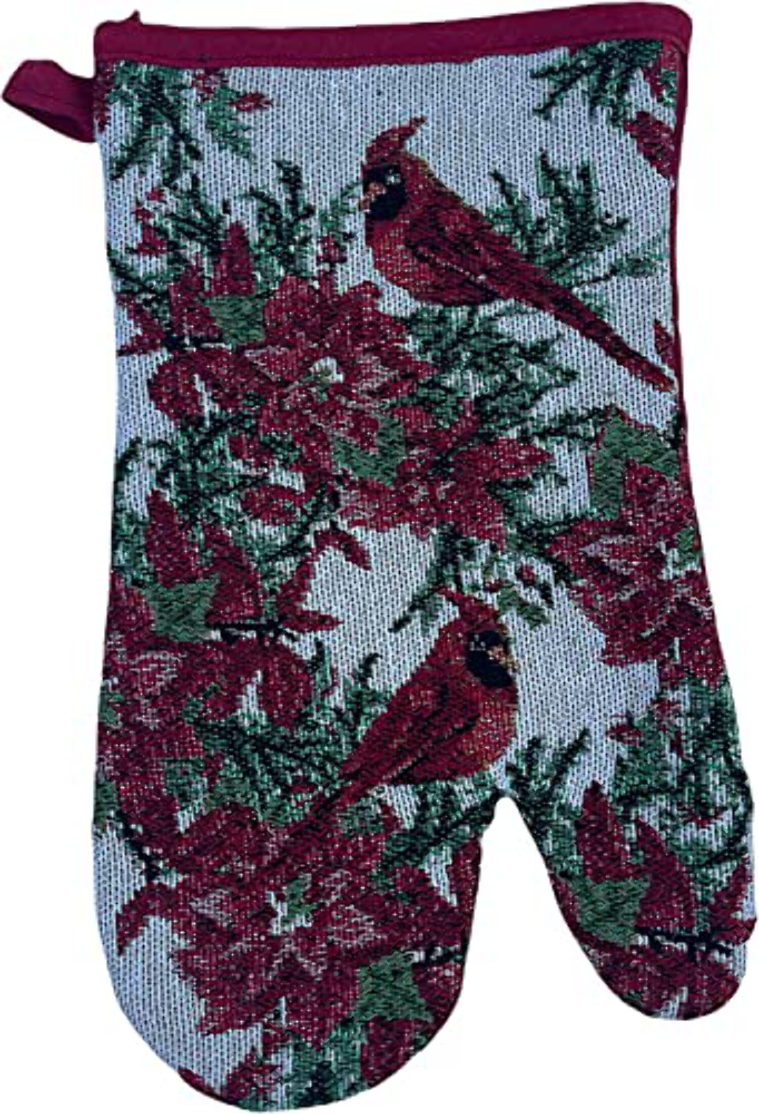 Set of 10, Red Cardinal Bird Holiday Season Christmas Design Tapestry Kitchen Towel Set, Include 4 Placemats, 4 Kitchen Towels, Pot Holder  Oven mitt.