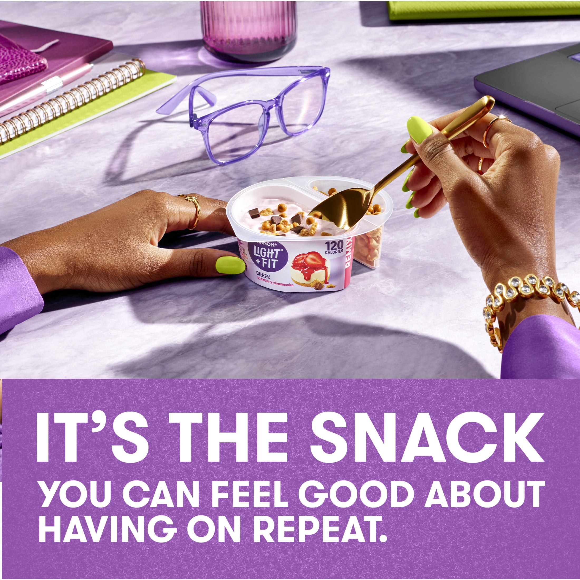 Dannon Light + Fit REMIX Brownie Sundae Vanilla Fat Free Greek Yogurt Cups with Mix-Ins, 4.5 oz