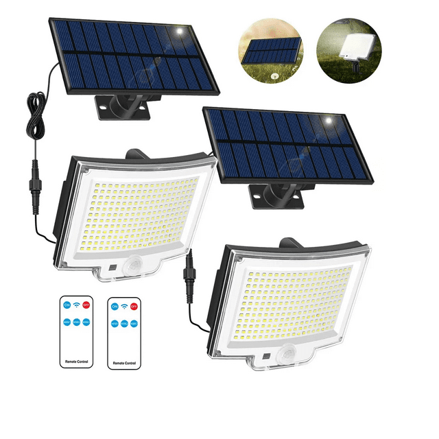 2pcs Lámpara Solar Exterior Jardín Pared Sensor Luz 228 Led Xtellar blanco