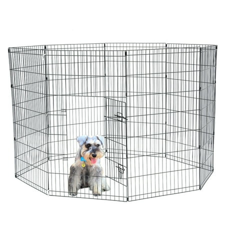 Musetech Dog Exercise Pen Pet Playpens for Small Dogs - Puppy Playpen Outdoor Yard Fence Cage Fencing Doggie Rabbit Cats Playpens Outside Fences with Door - Foldable 24 Inch Metal Wire (Best Fencing For Donkeys)