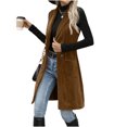 thumbnail image 5 of FchengtaiS Womens Corduroy Long Vest Double Breasted Sleeveless Blazer Jackets Business Casual Fall Outerwear Outfits with Pockets, 5 of 6