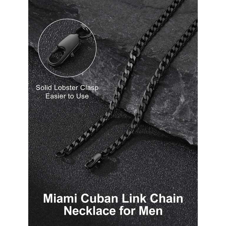 Suplight Black Cuban Link Chain Necklace, 18 Inches photo 6