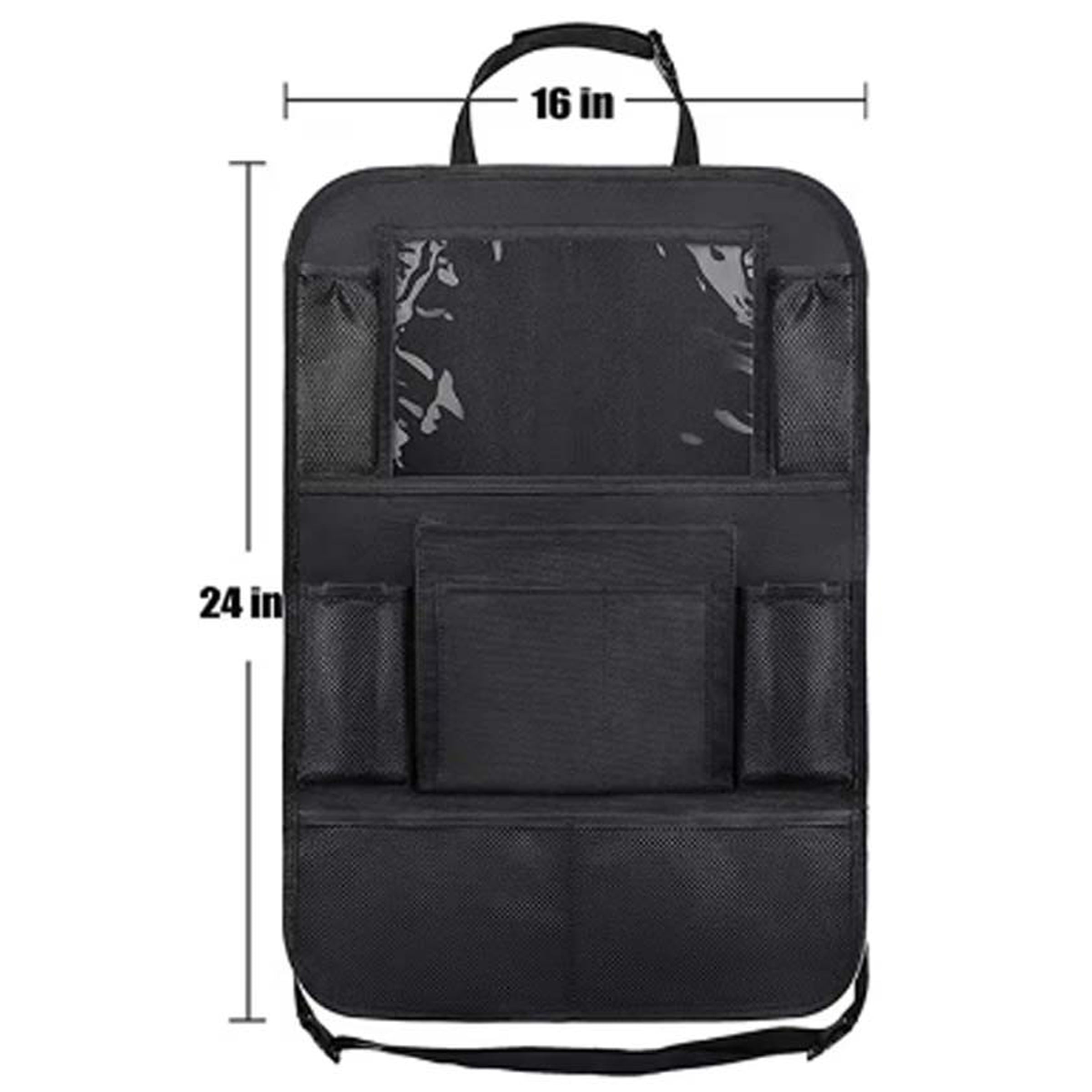 Auto Drive Car Back Seat Organizer with Tablet Holder, Multi-Pocket Storage and Drink Holders, Black