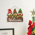 thumbnail image 1 of Cartel de bienvenida navideño, diseño de gnomos de invierno, colgador decorativo con detalles de copos de nieve, placa colgante festiva, adorno navideño para decoración del hogar, 1 of 6
