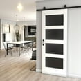 thumbnail image 2 of 32 in. x 84 in. x 1-3/8 in. Frosted Glass 4-Lite Shaker Primed Solid Wood Core Interior Barn Door Slab, 2 of 3