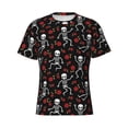 thumbnail image 4 of Vsdgher Skeleton with Roses Print Men's Dry Fit Mesh Athletic Shirts Moisture Wicking Tennis T-Shirt Tops, 4 of 9