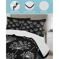 thumbnail image 3 of Quilt King Size Bedding Set, Spring Dandelion Reversible Summer Quilt 3 Pieces, Modern Country Flower Black White Lightweight Bedspreads Coverlets with 2 Pillow Shams for All Seasons, 3 of 5