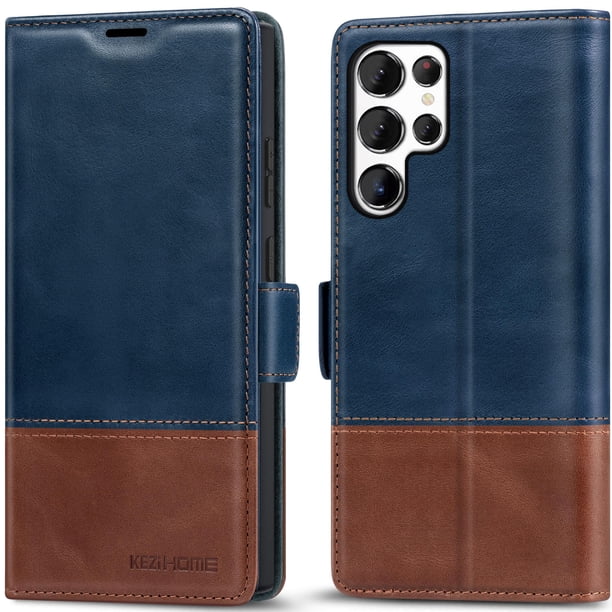 Funda para Teléfono KEZiHOME de Cuero Genuino con RFID para Samsung S24 Ultra