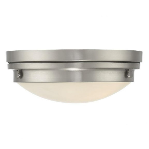 2 Light Flush Mount-Transitional Style with Contemporary and Industrial Inspirations-4.75 inches Tall By 13.25 inches Wide-Satin Nickel Finish Bailey